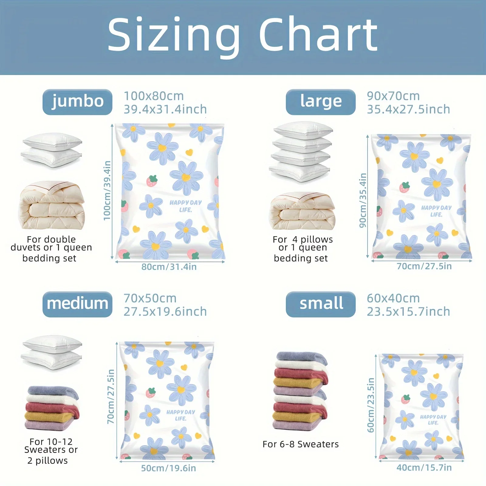 4/6pcs Vacuum Compression Storage Bags, Sealed Storage Containers For Clothes, Blankets, Shirts,   Wardrobe, travel must have 5