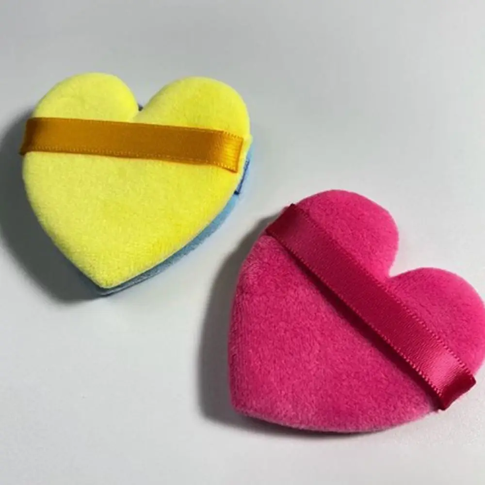 5pcs 하트/라운드 모양의 빨 수있는 섹터 핑거 쿠션 여러 가지 빛깔의 재사용 가능한 혼합 스폰지 화장품 퍼프 벨벳 습식 건식 사용