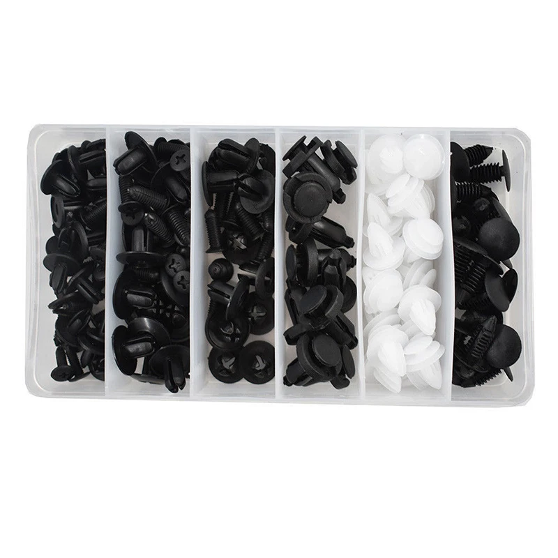 6 Sizes Auto Fastener Clip Plastic Clips Fasten Bumper Door Trim Fitting Disassembly Tool Remove Retain Rivets For Cars 100pcs