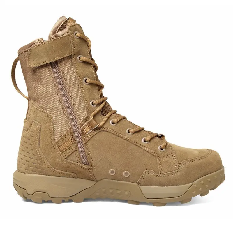 Combat Real Leather Boots Men Climbing Training Lightweight Waterproof Tactical Boots Outdoor Hiking Breathable Mesh Shoes hiking shoes combat boots rock climbing shoes