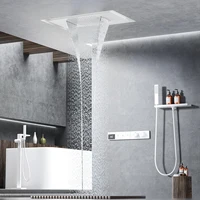 หรูหราปืนทองเหลืองสีเทาเพดานฝักบัวอาบน้ําอุณหภูมิคงที่ระบบจอแสดงผลดิจิตอล LED น้ําร้อนและเย็นฝังก๊อกน้ําห้องน้ํา 2