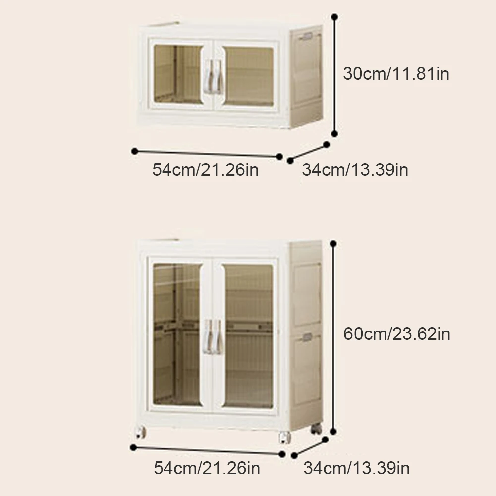 Portable Closet Storage Organizer with Hanging Rod Multi-Function Storage Shelf Large Capacity with Clear Door for Clothes Toys 6