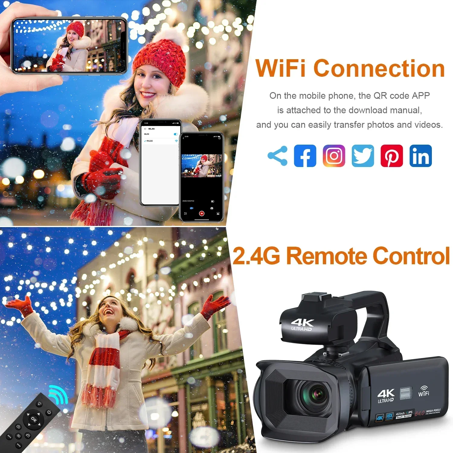 4K 64MP Professional Vlogging Camcorder 5