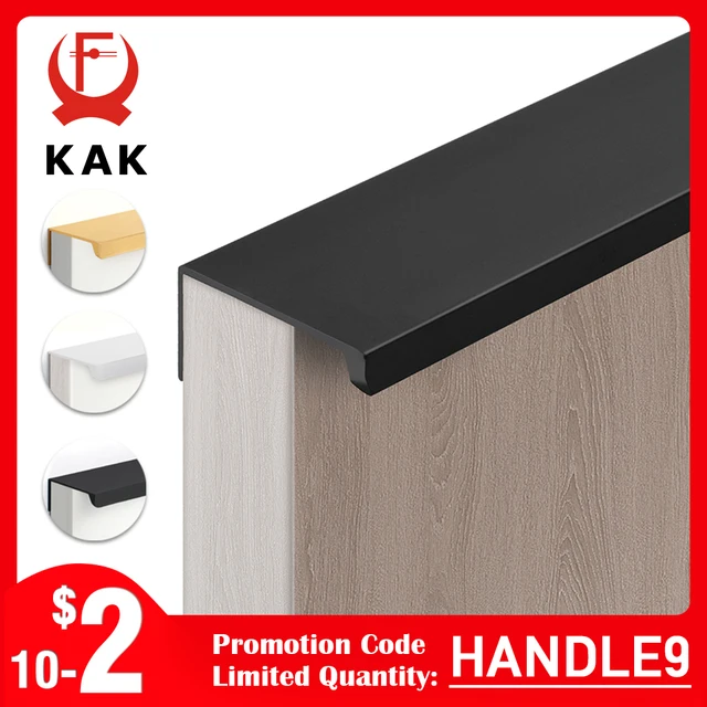 KAK ซ่อนยาวเฟอร์นิเจอร์จับสีดําตู้ครัวมือจับดึงไม่เจาะอลูมิเนียมอัลลอยด์ประตูตู้จับฮาร์ดแวร์ 1