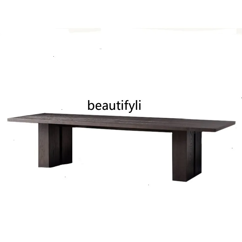 Simple Large Solid Wood Conference Long Table Modern Desk Training Table Personalized  Distressed Log Large Board Dining Table