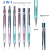Mechanical Pencil Ball-Point Pen 2 In 1 Blue Ink 0.3 0.5 0.7 0.9mm HB Lead Smooth Writing School Office Writing Stationery 1