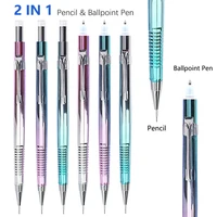 Mechanical Pencil Ball-Point Pen 2 In 1 Blue Ink 0.3 0.5 0.7 0.9mm HB Lead Smooth Writing School Office Writing Stationery 1