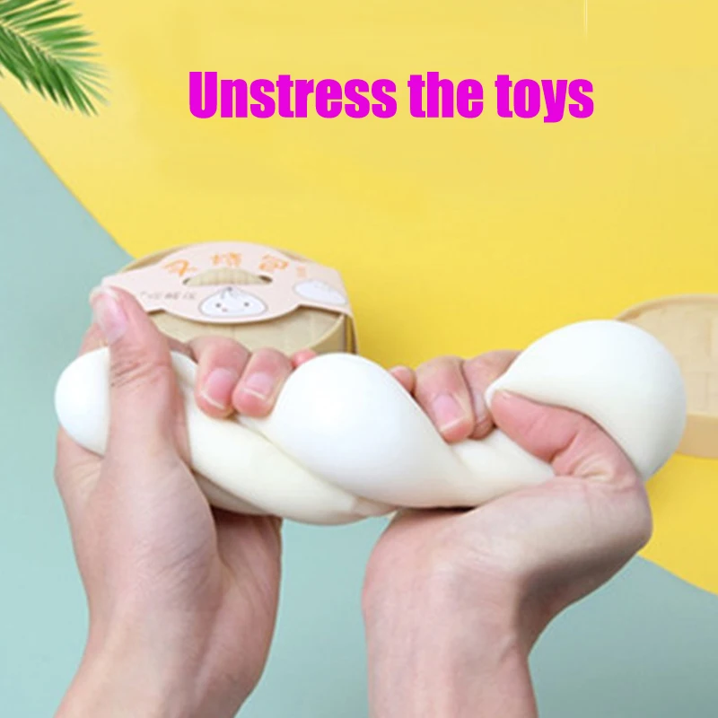 Charming Dumpling Squishy Stress Relief Toy with Bamboo Steamer Box – Slow Rebound Desk Decor Gift