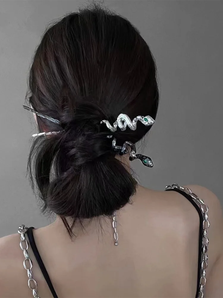 Neue Metall-Haarspangen Minimalistische Schlangenform Halloween-Haarstäbe Haar-Accessoires Frisur für Frauen Geschenke – Detail 2