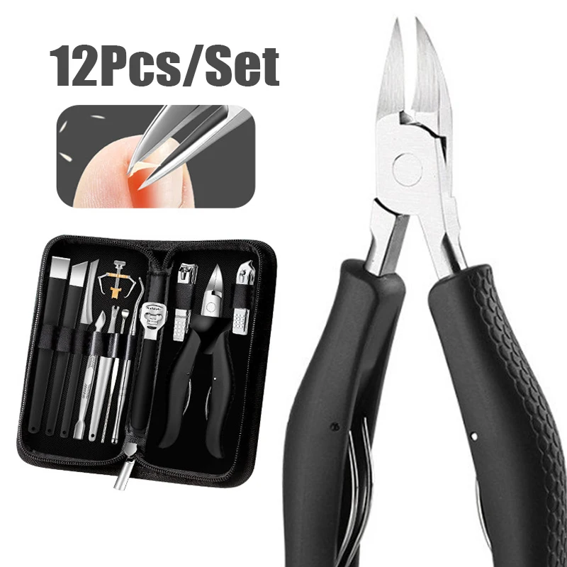 

12Pc Nail Clipper Set for Paronychia Ingrown Toenail Podiatry Correction Nippers Pedicure Tool Manicure Knife Dead Skin Scissors