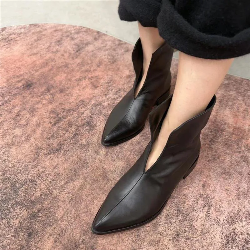 

Женские короткие ботинки с острым носком, Осенние легкие удобные ботинки на толстой нескользящей подошве, женские ботинки
