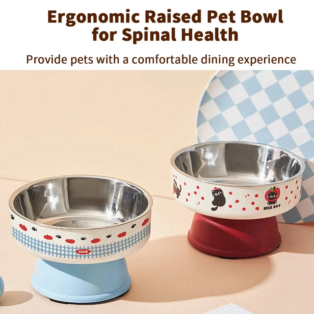 New Cat Bowls Pet Stainless Steel Bowls Cat High Foot Neck Protection Bowls Dog Large Capacity Feeding Device Dog Bowls Pet Bowl 3