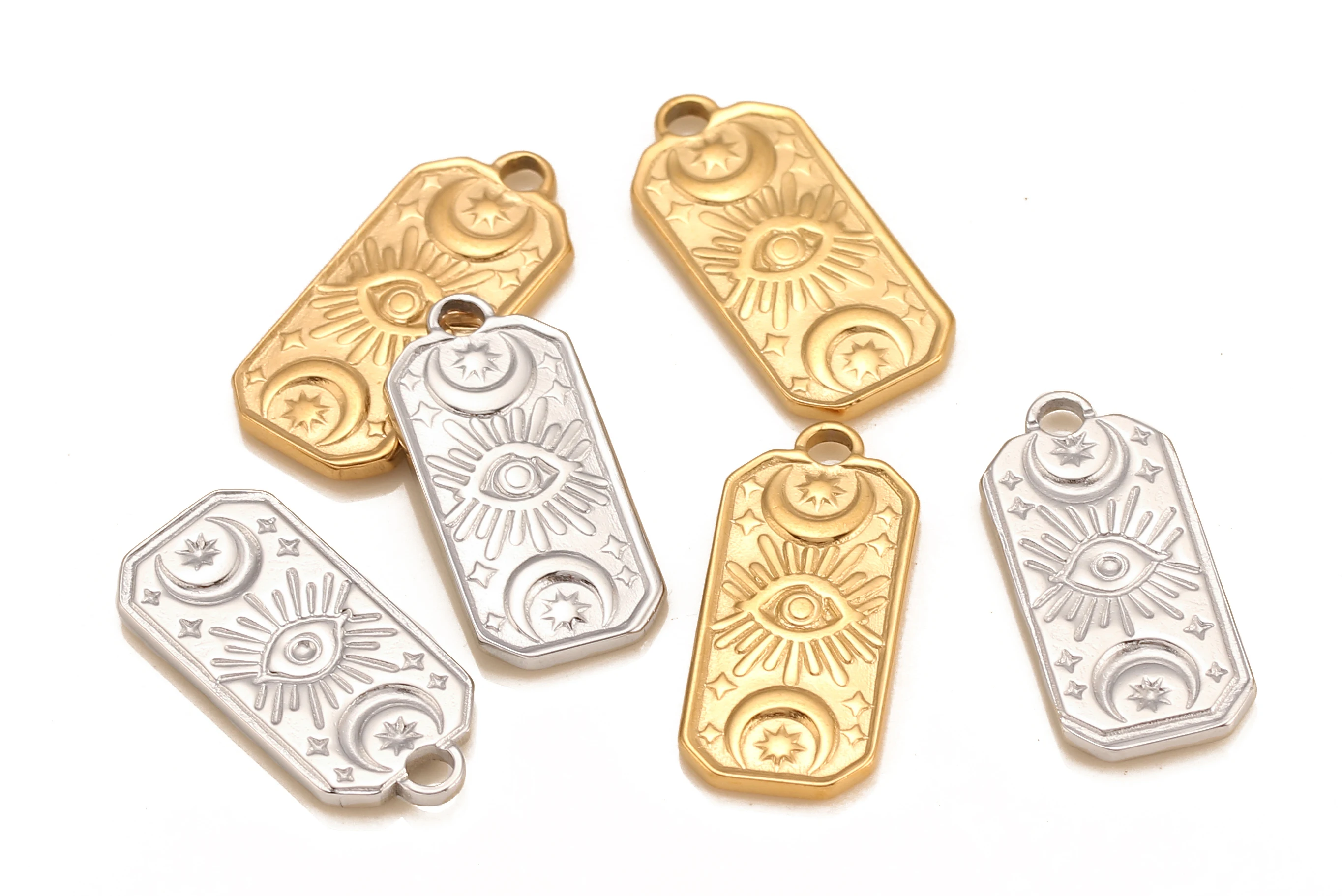 3 teile/los Monoblock Guss Edelstahl Stern Mond Teufel Auge Charms Anhänger DIY Halskette Schmuck Handwerk Machen Zubehör – Detail 4