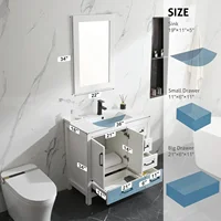 36" Bathroom Vanities Cabinet with Sink Combo Set Undermount Ceramic Sink w/Thickened Wood Painted Surface White 2
