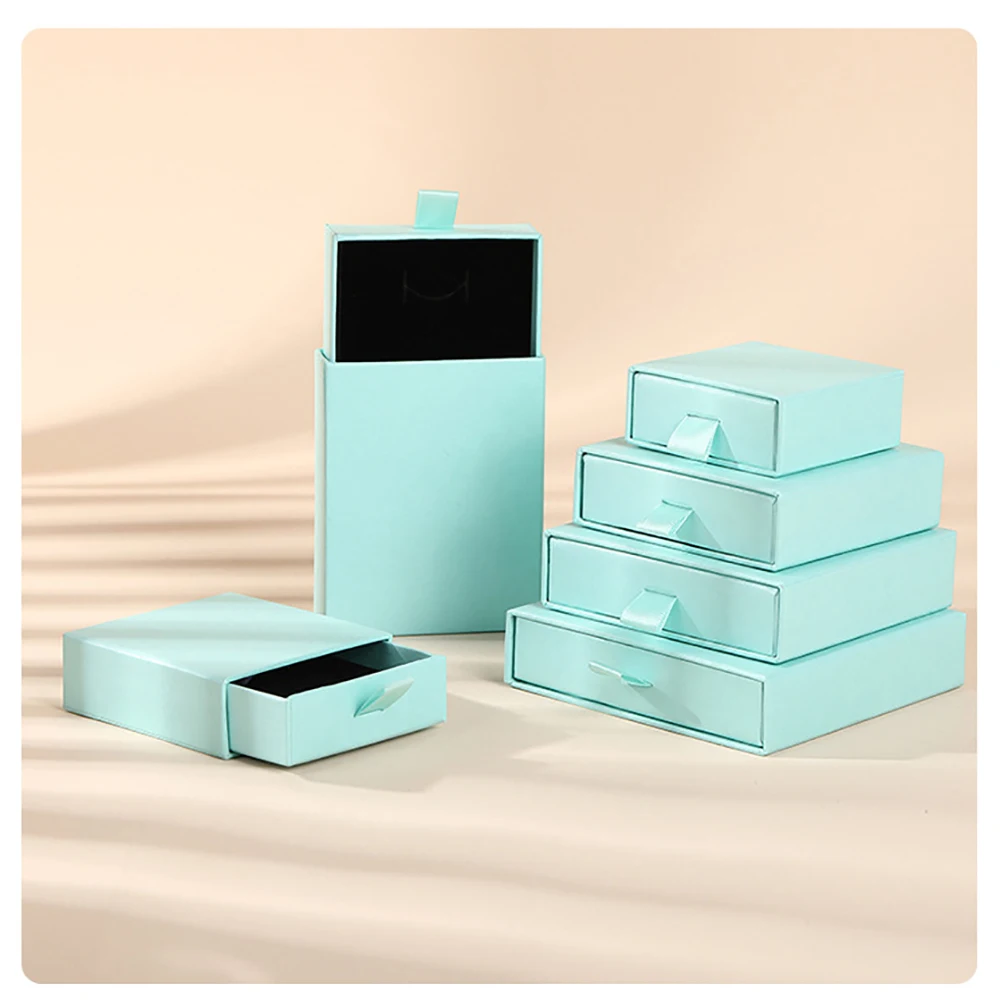 24 Stück Schmuck-Verpackungsboxen, Karton, Schublade, Schmuck-Geschenk-Display-Box, Großpackung, 8 x 8 x 2,5 cm, Ringe, Ohrringe, Halsketten, dicke Papierbox – Detail 18