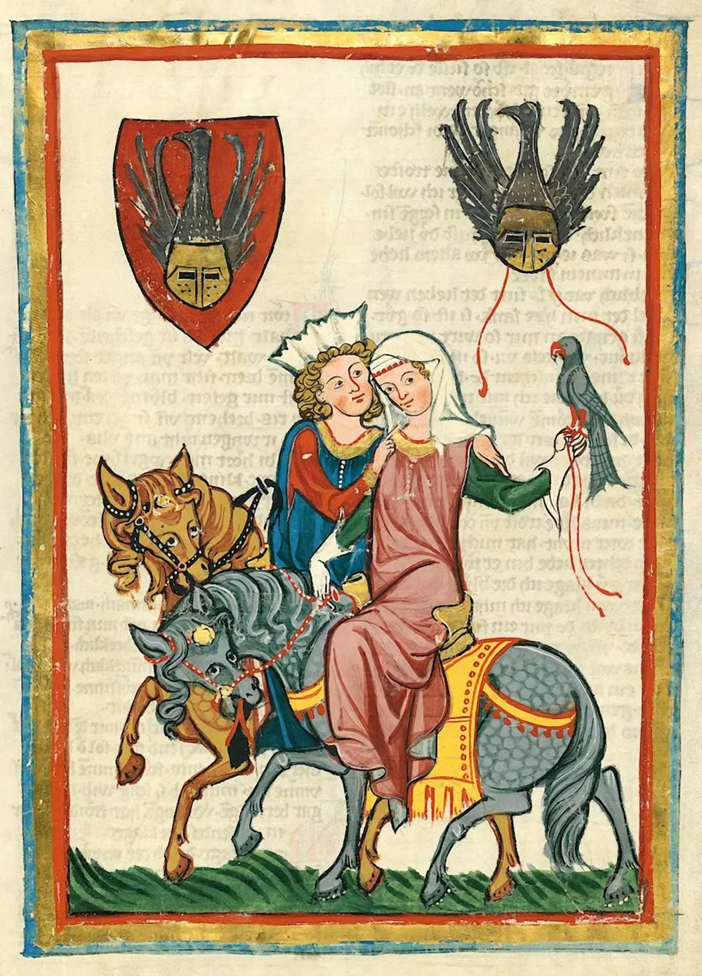 Vintage Medieval Lovers on Horse Canvas Art Print - Retro European Wall Décor