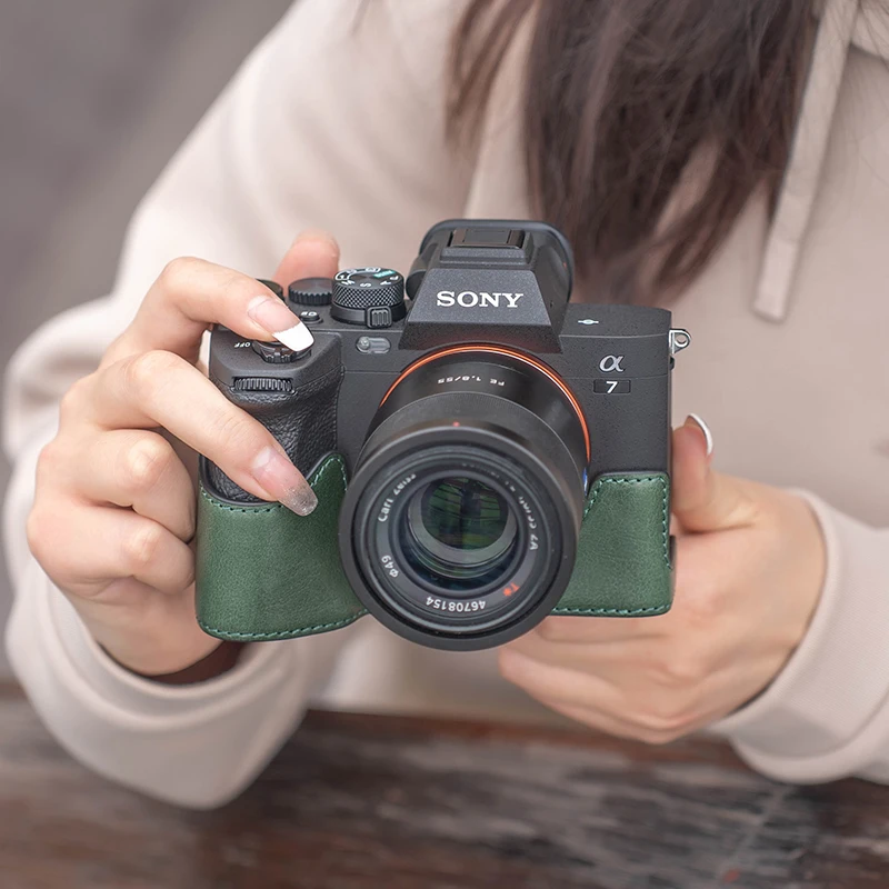 Vlogger 가죽 보호 케이스 카메라 숄더 스트랩,  A7M4 A7IV A7 IV 빈티지 하프 케이스 가방, 베이스 커버 액세서리