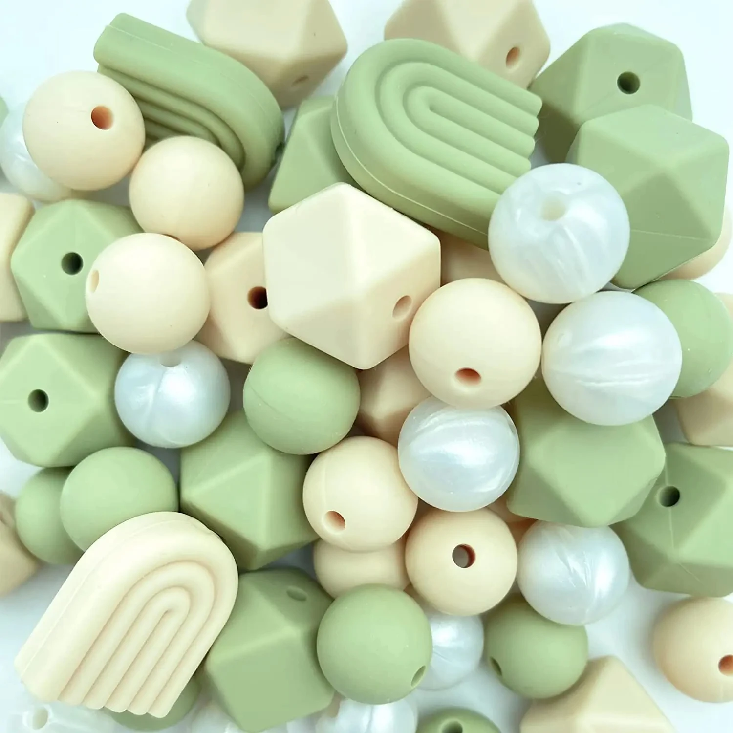 LOFCA Silicone Beads Baby Teething Food Grade Combination Beads For DIY Rainbow Silicone Baby Chewing Teethers