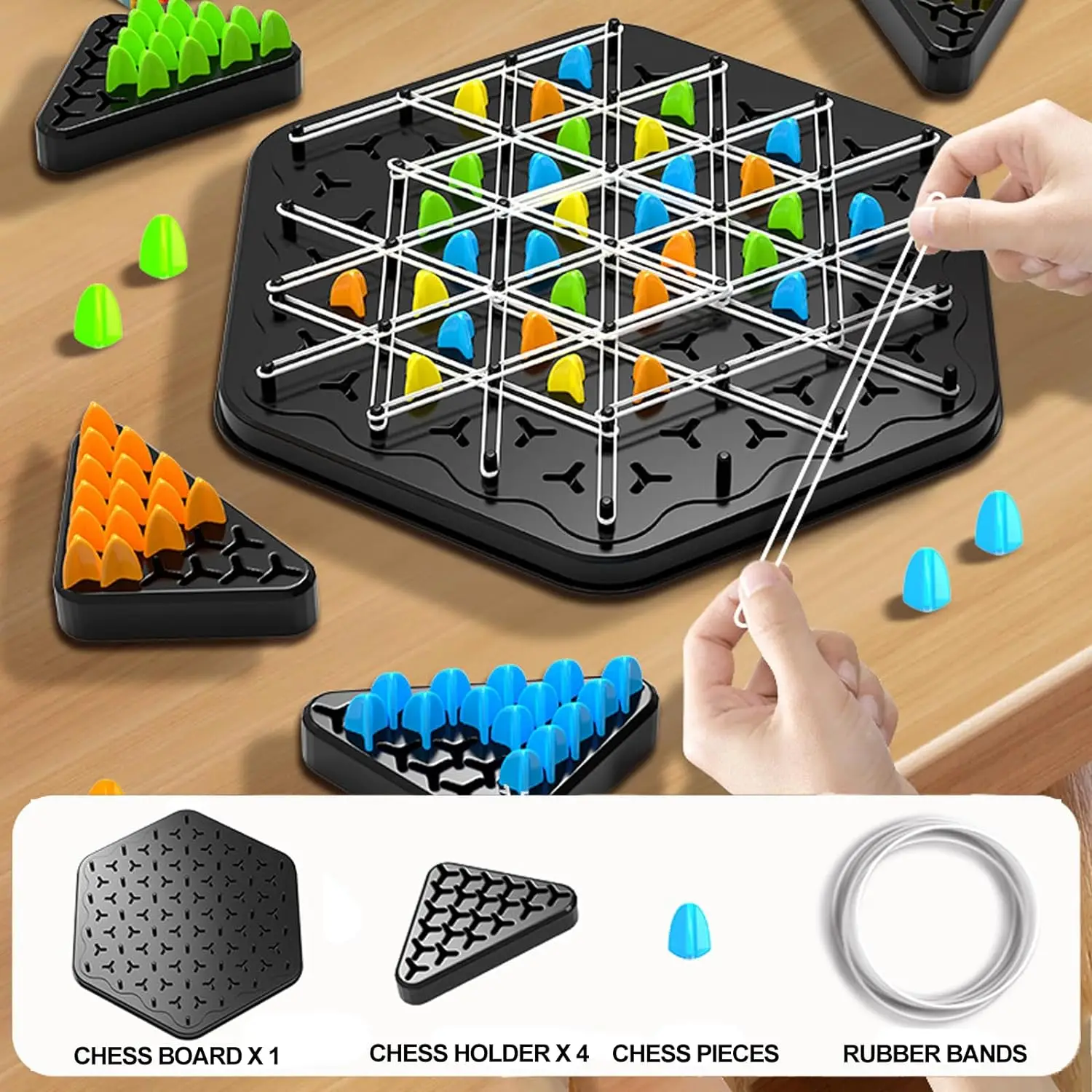 Chain Triggle Chess Game Triggle Rubber Band Game Toy For Kid Interactive Board Game Battle Set For Family Party Gift 6