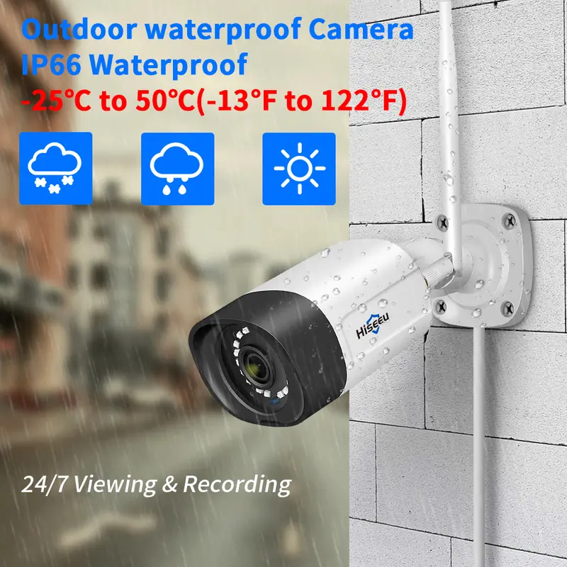Hiseeu 5MP Wireless WiFi Camera System Outdoor Motion Tracking Audio Video Recorder CCTV Cameras 10CH NVR Video Surveillance Kit - Image 4