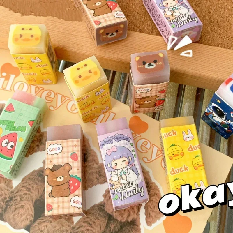 Cute Cartoon Eraser for Kids Boy Girl Lovely Animal Bunny Bear Pencil Eraser Student Stationery Back To School 1 Piece