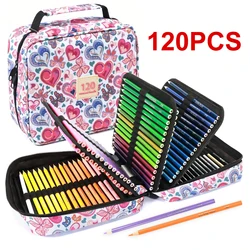Deluxe Artist Sketching & Coloring Set with Travel Case and Bonus Coloring Book (120 color)