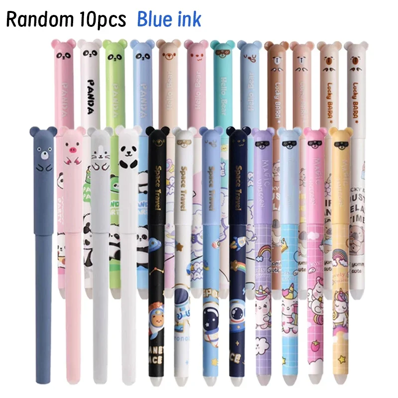 Cartoon Blue Ink Erasable Pen 8/20 Pcs Astronaut Panda Rabbit 0.5mm Neutral Pen Writing Tool Sign School Supplies