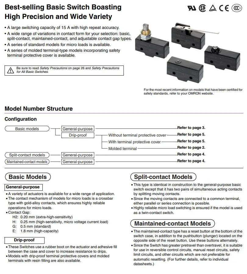 Omron-Micro interruptores básicos, autêntico, original, Z-15GW2-B, 15GW22,