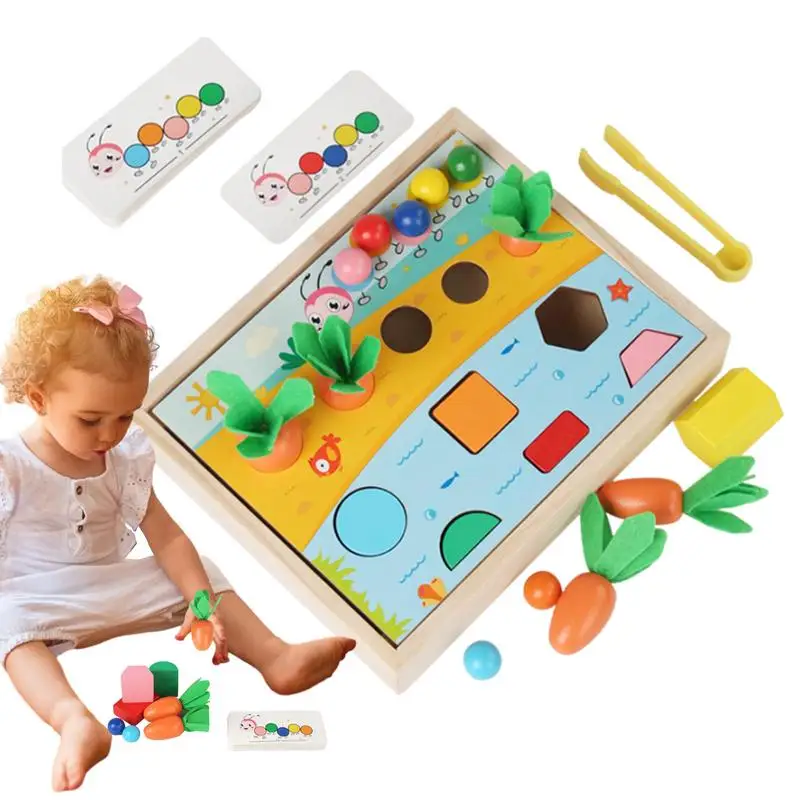 

Color Matching Game Wooden Learning Toys Wooden Sensory Toys Fine Motor Game Carrot Harvest Orchard Sorting Toy For Boys Girls
