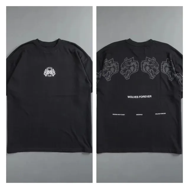 DARC SPORT Summer 100% Cotton Oversized T-shirts Wolves Print Tees