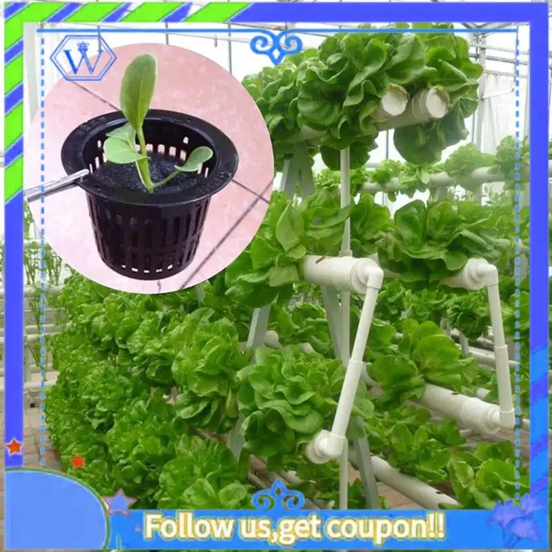 Easy To Use 100Pcs Black Plastic Fixing Basket Gardening Soilless Slotted Mesh Plant Cups, Pots, Buckets, Baskets For Hydroponic