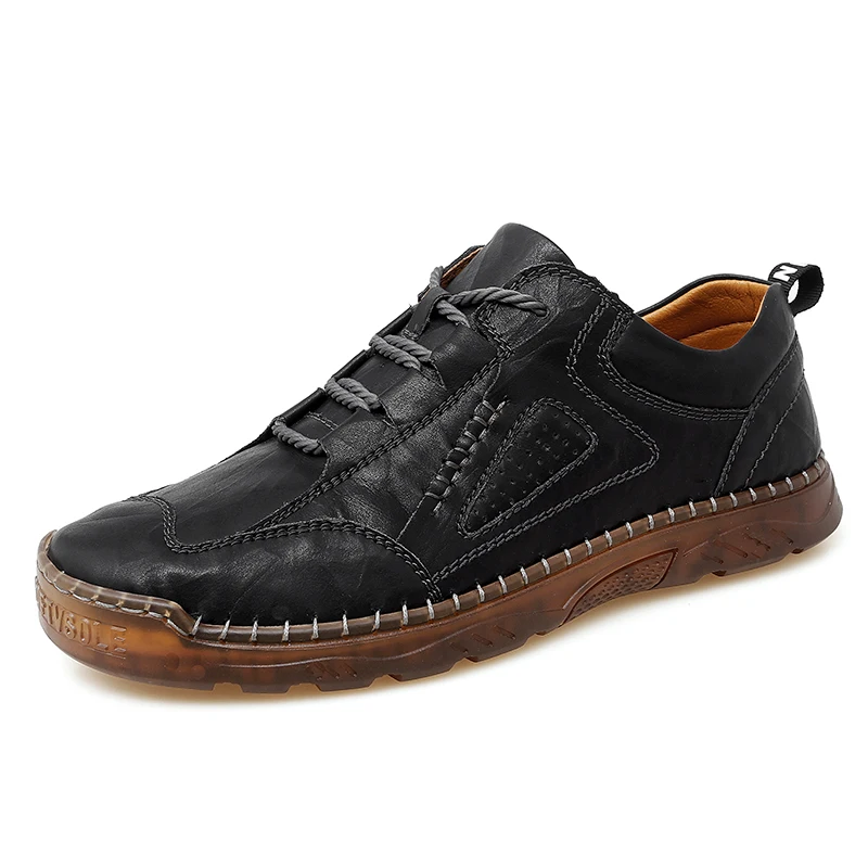 

Sneakers Men Leather Shoes Casual Classic Brown Black Luxury Brand High Quality Sewing Driving Men Shoes Free Shipping Size 47