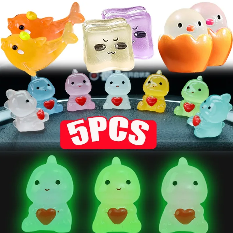 

Noctilucent Car Ornament Car Interior DIY Decorative Resin Ornament Car Center Console Cartoon Cute Glow Pendant Micro Landscape