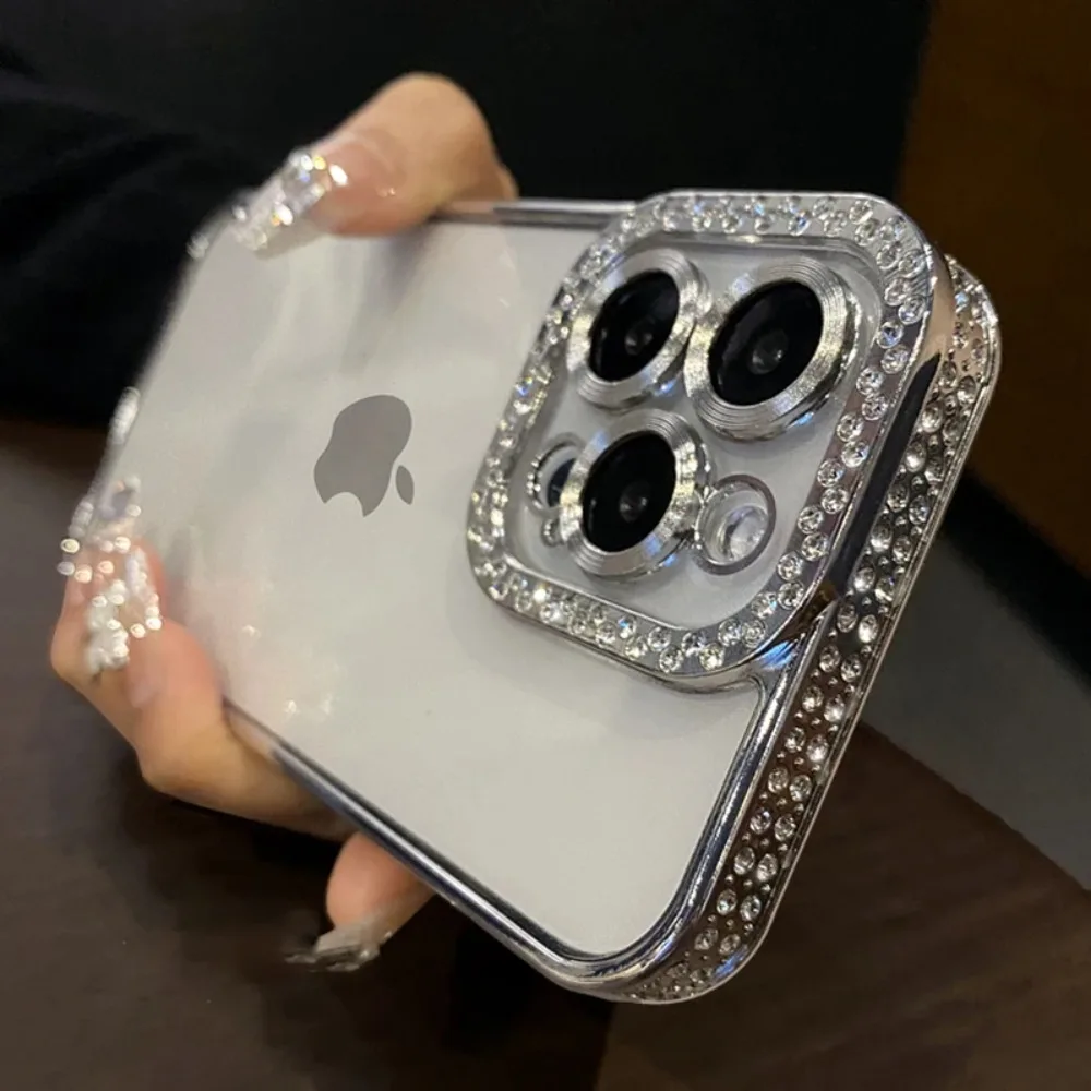 iPhone Case Luxury Diamond Glitter Silicon Cover For iPhone 16 15 14 Plus 13 12 11 Pro Max