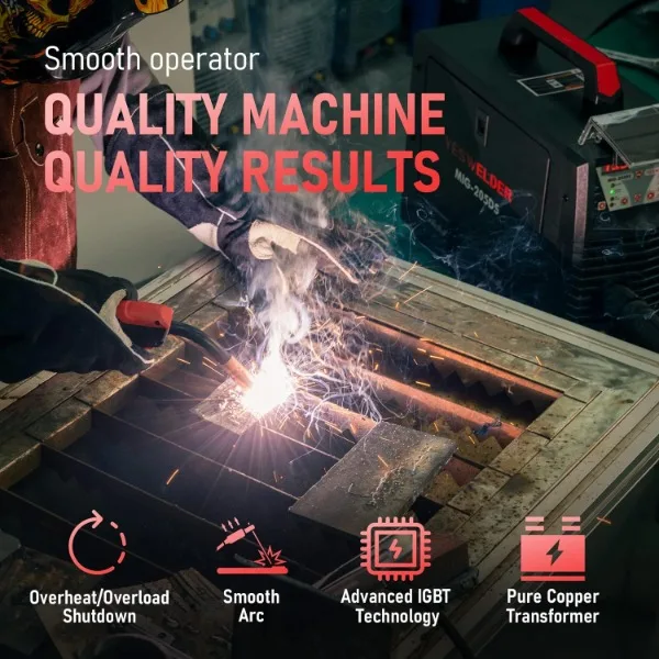 YESWELDER Digital MIG-205DS MIG Welder,200Amp 110/220V Dual Voltage, Gas Gasless MIG Welding Machine MIG/Lift TIG/ARC