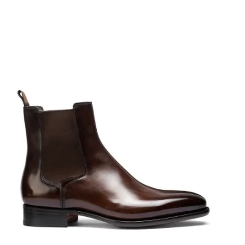 Men Chelsea Boots High Quality Ankle Boot Vinage Classic Dress Black Brown Business Madehand