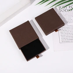 Elegant Jewelry Storage and Display Organizer Box - Solid Color Paper Gift Packaging for Necklaces, Rings, Earrings, and Bracelets (Brown)