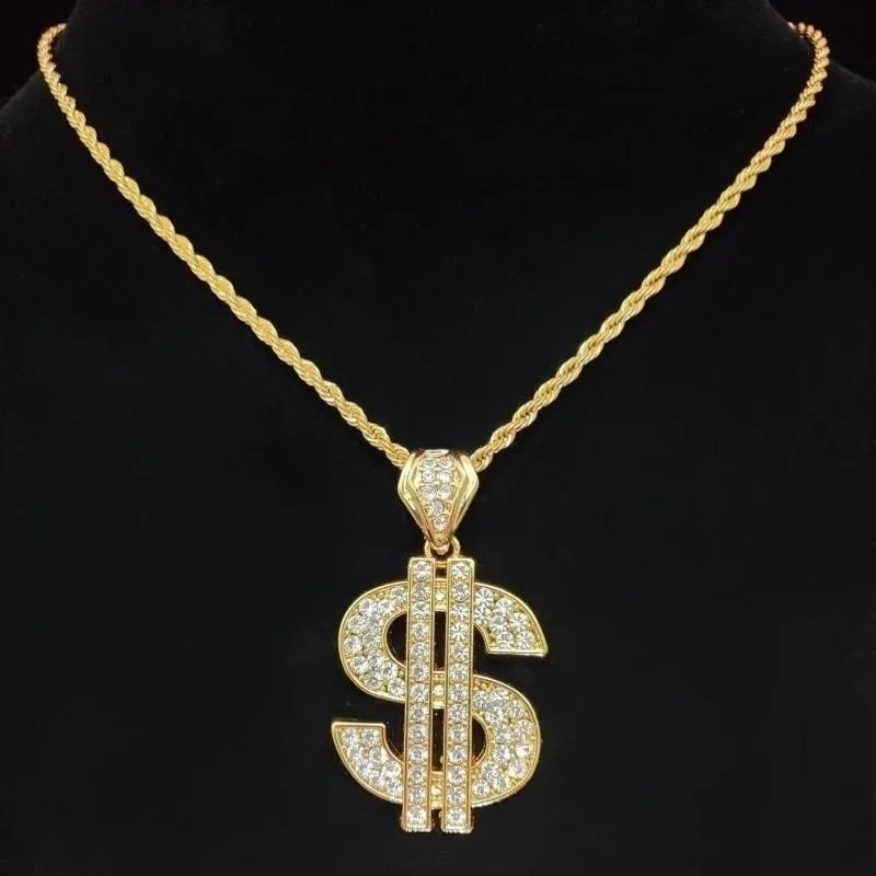 Collana Hip Hop Dollaro Oro - Stile Rapper Anni 80/90, Accessorio Per Feste A Tema E Look Vintage - Foto 3