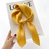 Fashion Solid Kerchief Women Head Scarf For Hair Pink Green White Silk Neck Scarfs Female 70cm*70cm Square Bandanas Lady Scarves 5