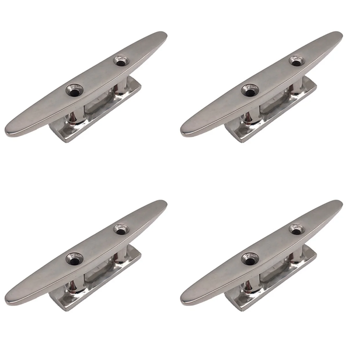 BAAU 4X 316 Stainless Steel Polished Combo Mooring Cleat 2 Hole Hardware Boat Cleats for Marine Boat Deck Rope Tie Yacht