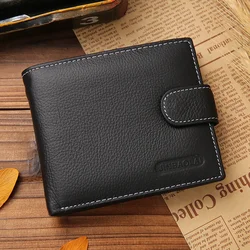 Luxurious Genuine Leather Men's Wallet with Soft Buckle and Multi - Card Slots (Black)