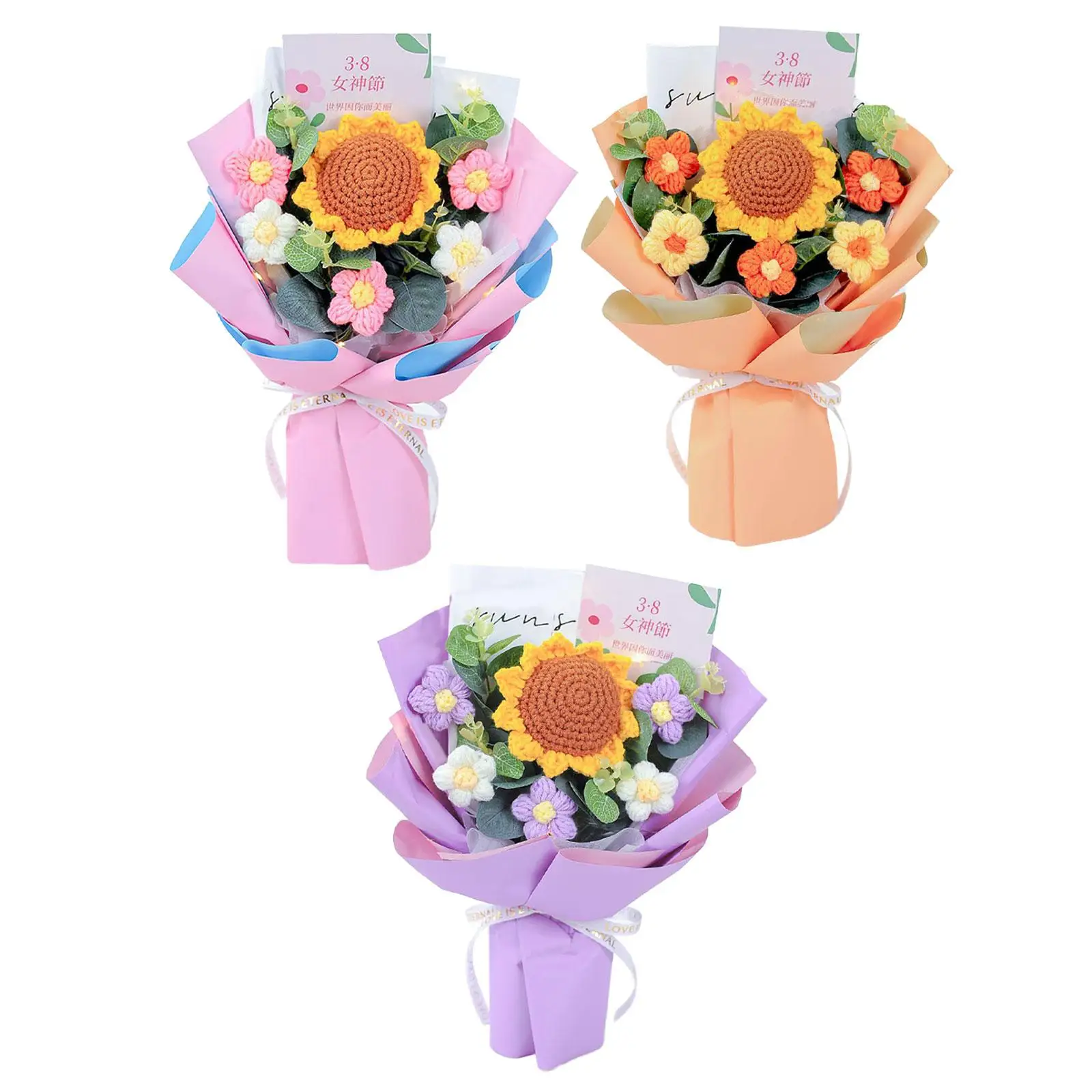 

Handmade Knitted Crochet Bouquet Knitting Flower Daisy Bouquet Finished Lovely