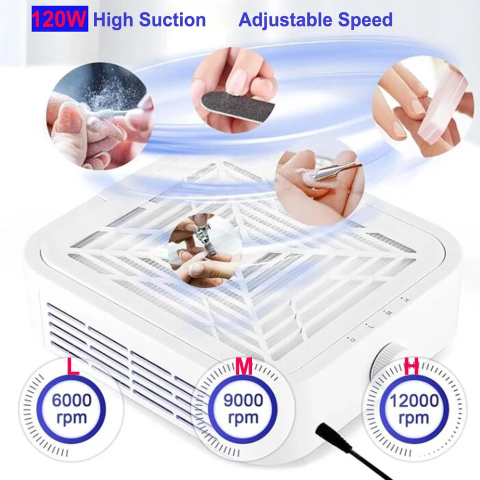 Dust Collector Dental Fan Vacuum Cleaner Dental Lab Nail Art Manicure Dust Clean Tool 60W White - View #11