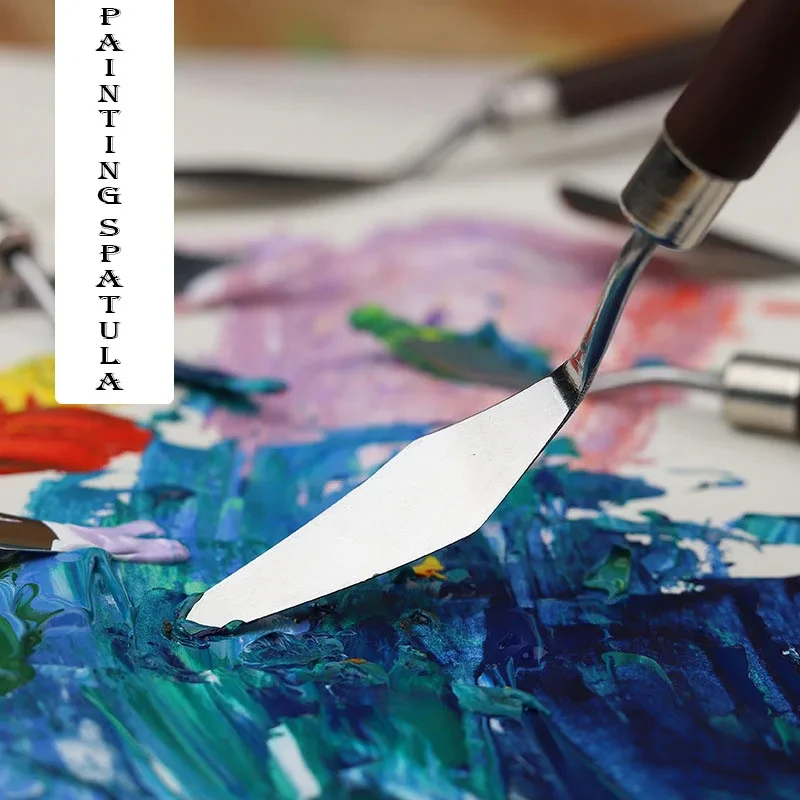 Oil painting knife Handle Spatula Palette Stainless Steel Knife Arts Painting Tool Artist Mixing Knife Knives Wood Handle 1pc