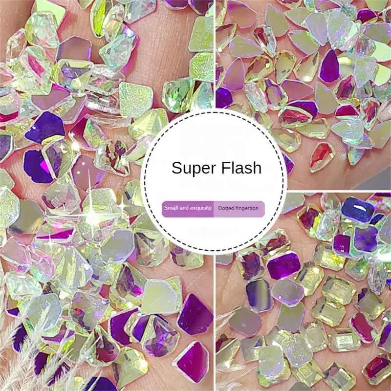 

Nail Diamond Jewelry Series Flat Bottomed AB Colored Irregular Diamond Super Sparkling Polar Color Diamond Nail Decorations