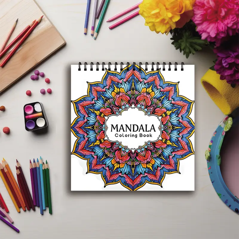 Coloring Book - 7.87x 7.87 inches 32 pages mandala coloring book - perfect for soothing, doodling, holiday parties - Image 6