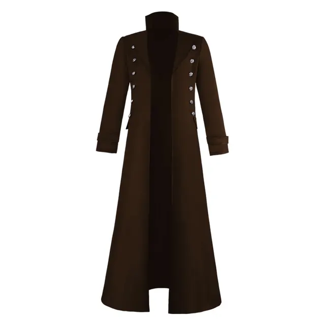 S4XL Vintage Medieval Costumes Steampunk Gothic Black Long Jacket Coat