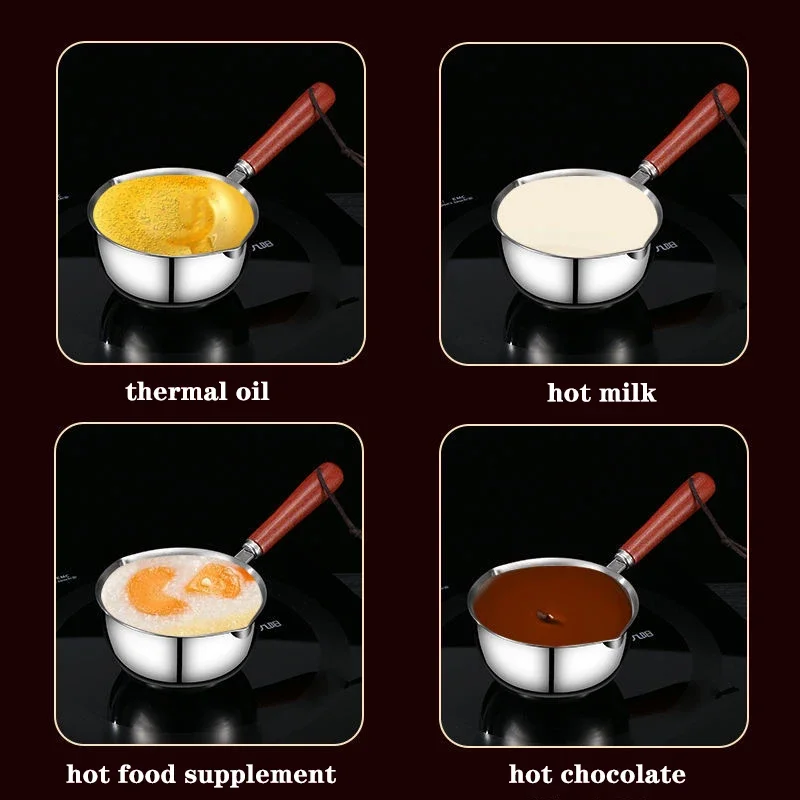 Multifunctional Stainless Steel Mini Breakfast Cooking Pan With Graduated Spoon Butter Chocolate Instant Pot Nonstick Cookware