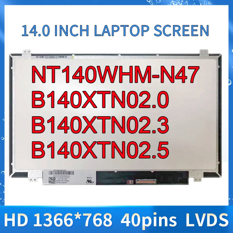 NT140WHM-N34 LCD Screen 14 Inch HD 1366x768 LED Display - Matte Non-Touch 30 Pin