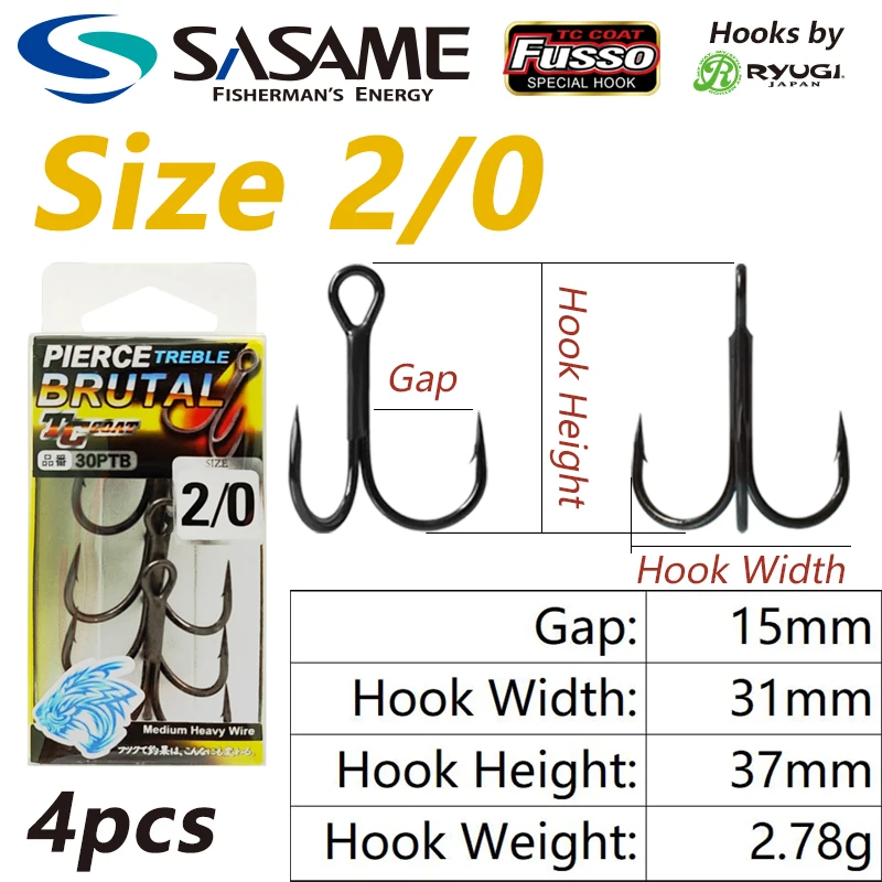 Sasame Glide Bait Treble Fishing Hooks High Carbon Steel Size 1/0 2/0 Round  Bend Barbed Bass Swimbait Fishing Plug Lure Tackle - Fishhooks - AliExpress